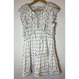 Sea New York Dress Fit Flare Flutter Sleeve Ruffle Tassle White Red Navy 4